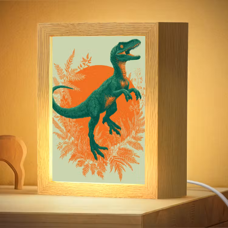 Nachtlampje - Dinosaurus - Groen - Planten - Cirkel — 4