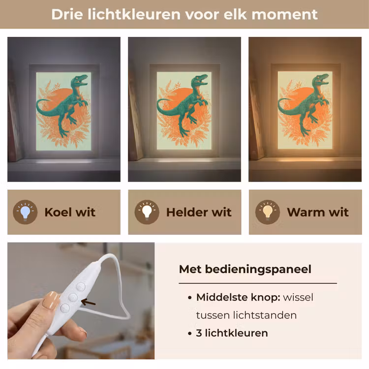 Nachtlampje - Dinosaurus - Groen - Planten - Cirkel — 5