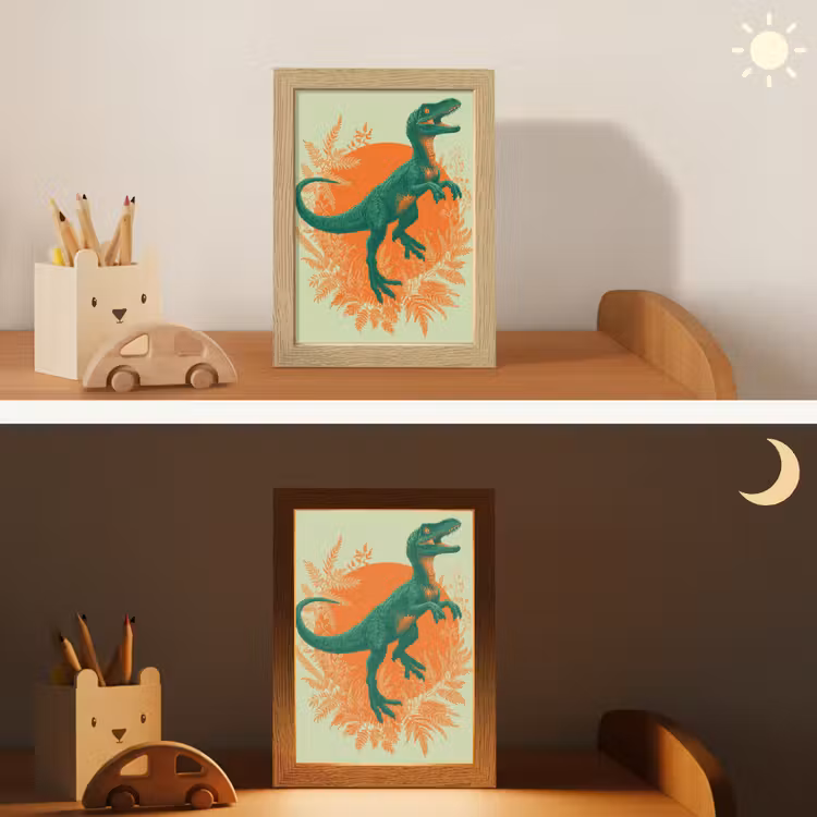 Nachtlampje - Dinosaurus - Groen - Planten - Cirkel — 7