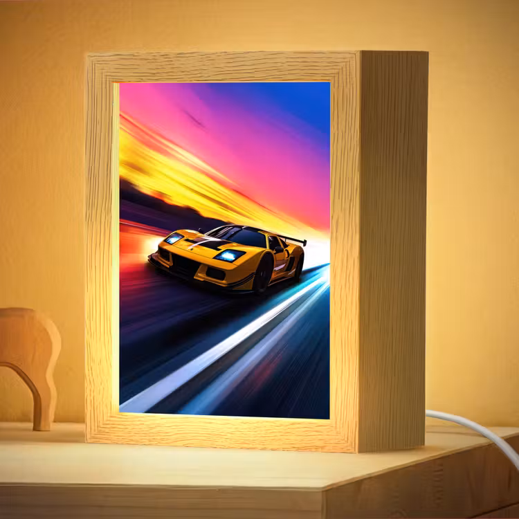 Nachtlampje - Gele raceauto - Kleurrijk - Neon — 4