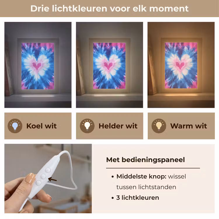 Nachtlampje - Hartvormig - Tie dye - Paars — 5