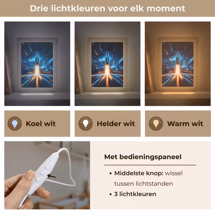 Nachtlampje - Raket - Ruimte - Blauw - Licht — 5