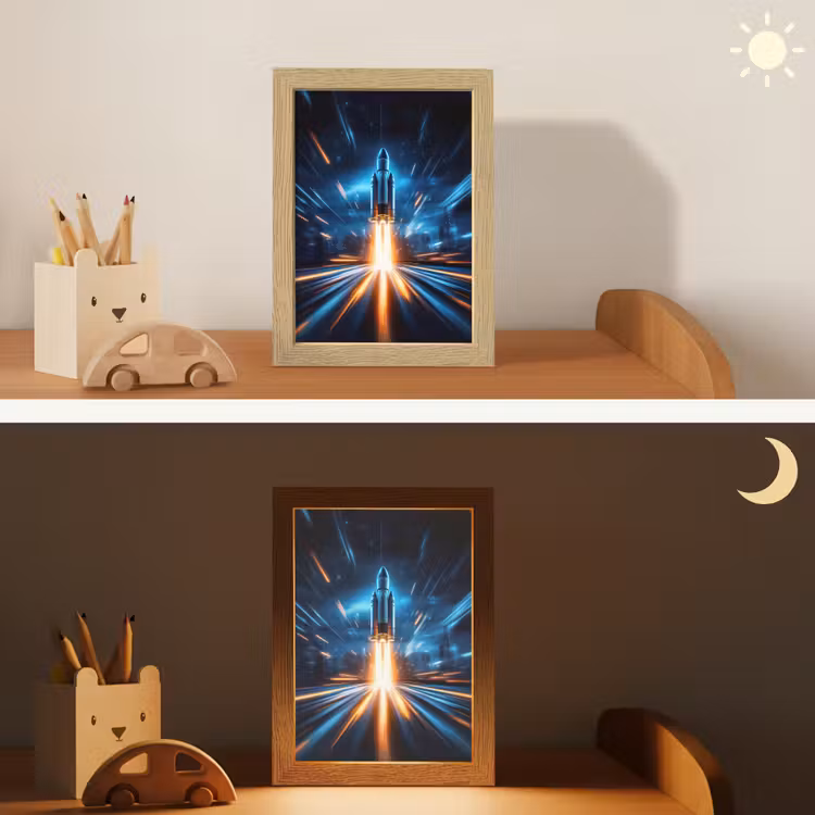 Nachtlampje - Raket - Ruimte - Blauw - Licht — 7
