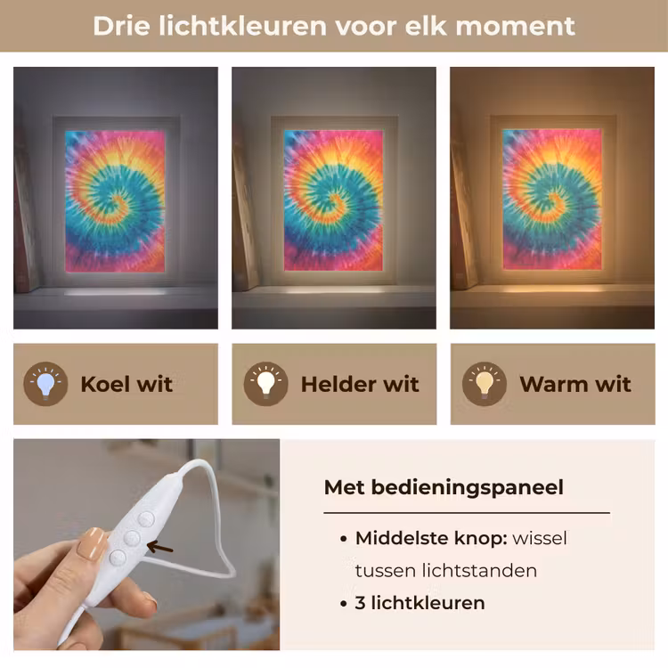 Nachtlampje - Regenboogkleuren - Tie dye - — 5