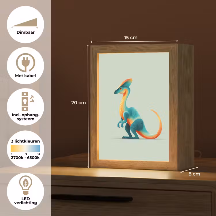 Nachtlampje - Staart - Dino - Minimalistisch - Blauw — 2