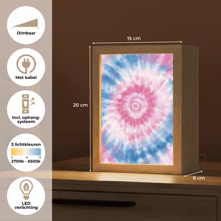 Nachtlampje - Tie-dye - Roze - Patroon — 2