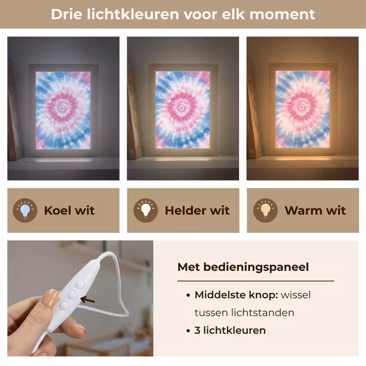 Nachtlampje - Tie-dye - Roze - Patroon — 5