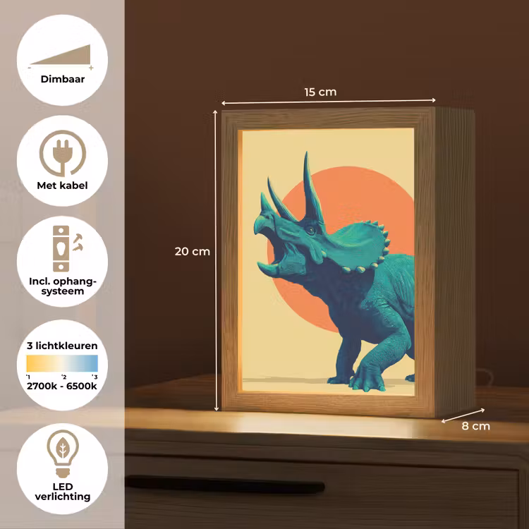 Nachtlampje - Triceratops - Cirkel - Oranje - Hoorns — 2