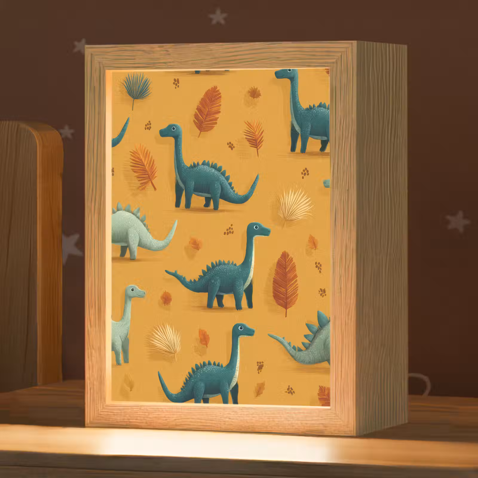 Nachtlampje - Dinosaurussen - Stekels - Herfstbladeren - Bruin — 1