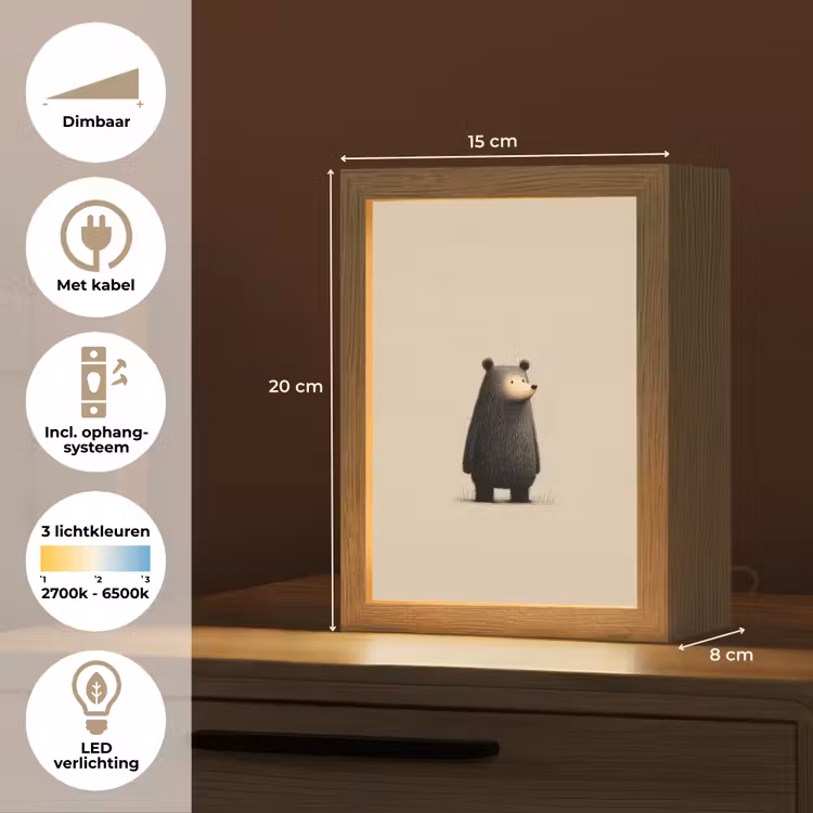 Nachtlampje - Beer - Donkerbruin - Minimalistisch — 2