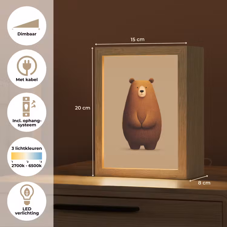 Nachtlampje - Beer - Minimalistisch - Bruin — 2