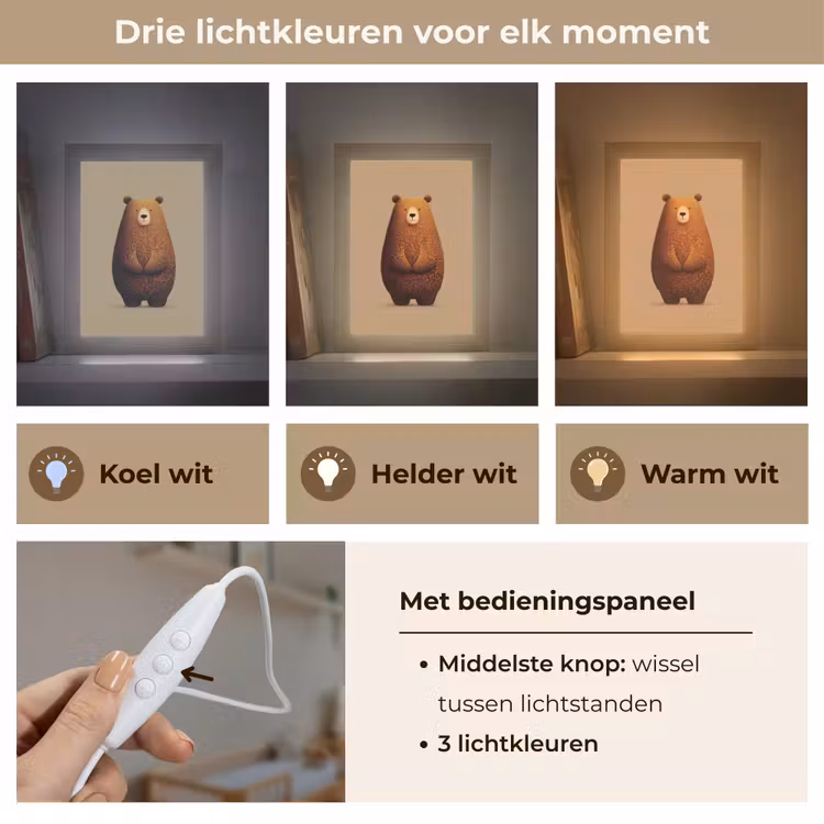 Nachtlampje - Beer - Minimalistisch - Bruin — 5