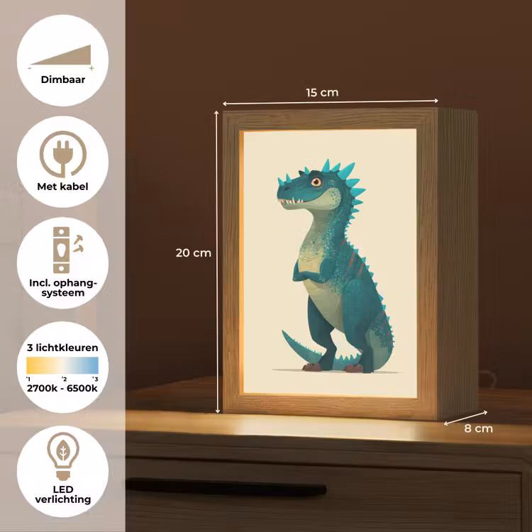 Nachtlampje - Dinosaurus - Turquoise - Stekels — 2