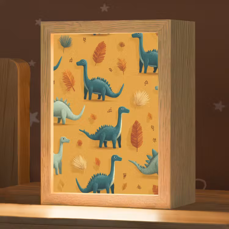 Nachtlampje - Dinosaurussen - Stekels - Herfstbladeren - Bruin — 1