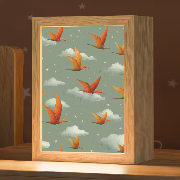 Nachtlampje - Dinosaurussen - Wolken - Sterren - Oranje — 1