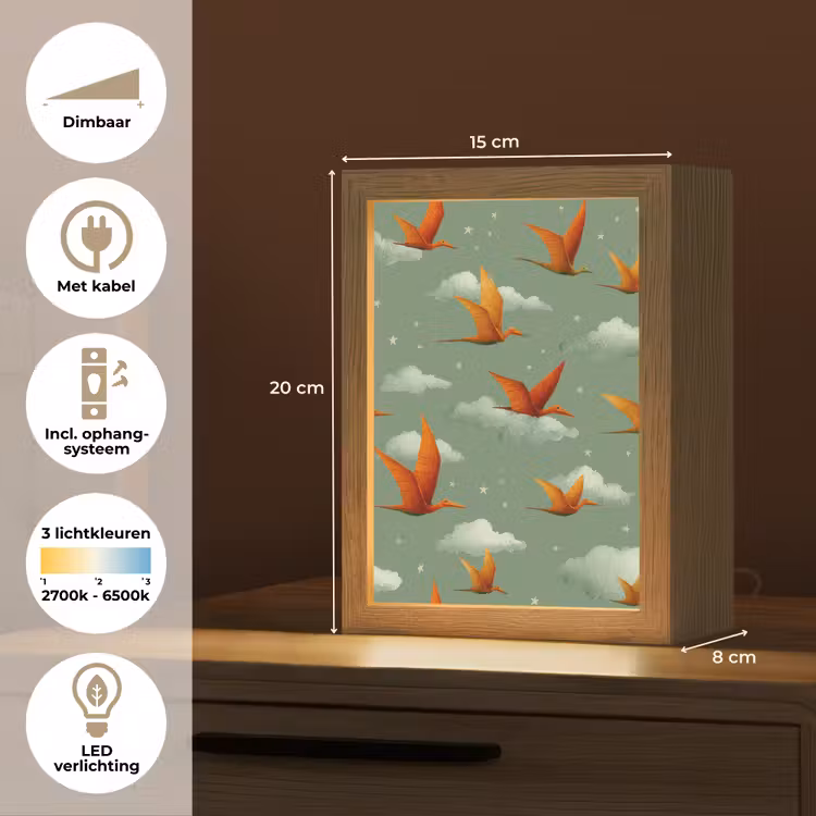Nachtlampje - Dinosaurussen - Wolken - Sterren - Oranje — 2