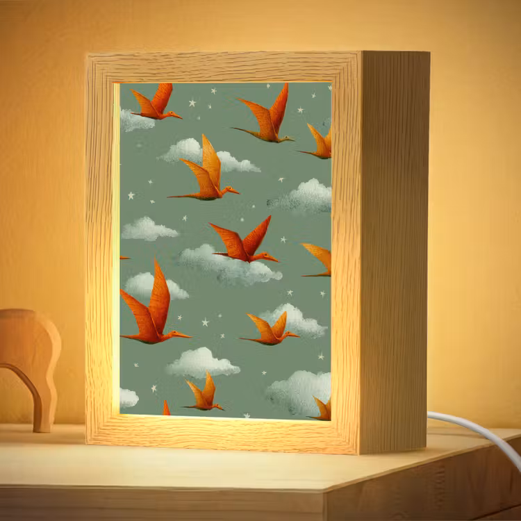 Nachtlampje - Dinosaurussen - Wolken - Sterren - Oranje — 4
