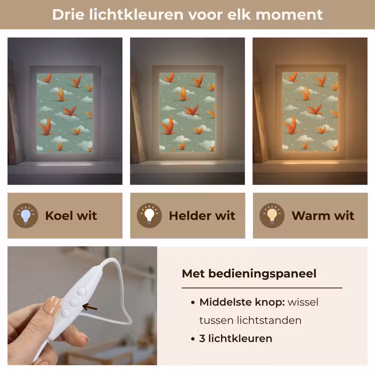Nachtlampje - Dinosaurussen - Wolken - Sterren - Oranje — 5