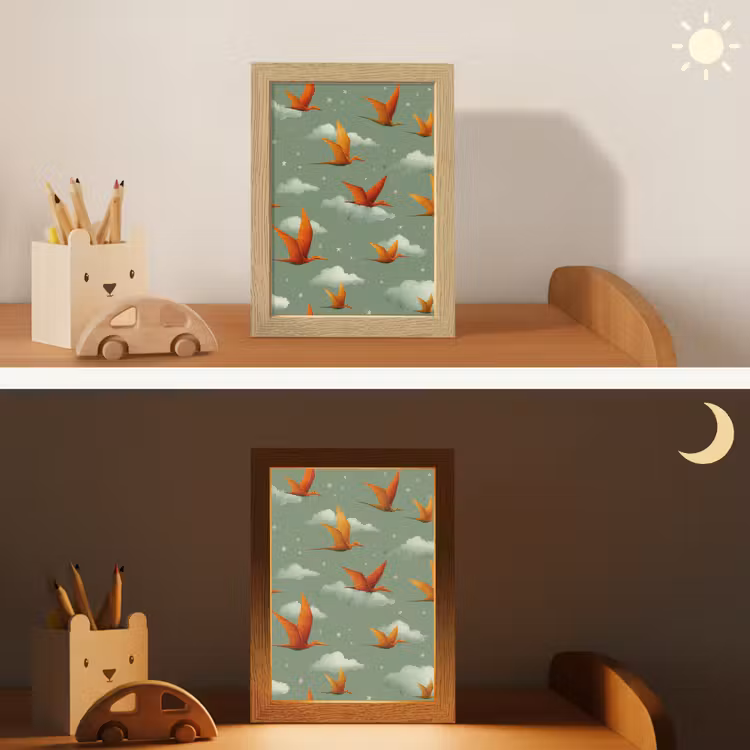 Nachtlampje - Dinosaurussen - Wolken - Sterren - Oranje — 7