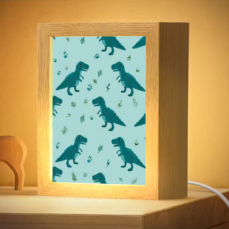 Nachtlampje - Donkergroen - Dinosaurussen - Afdrukken - Bladeren — 4