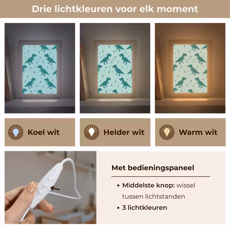 Nachtlampje - Donkergroen - Dinosaurussen - Afdrukken - Bladeren — 5