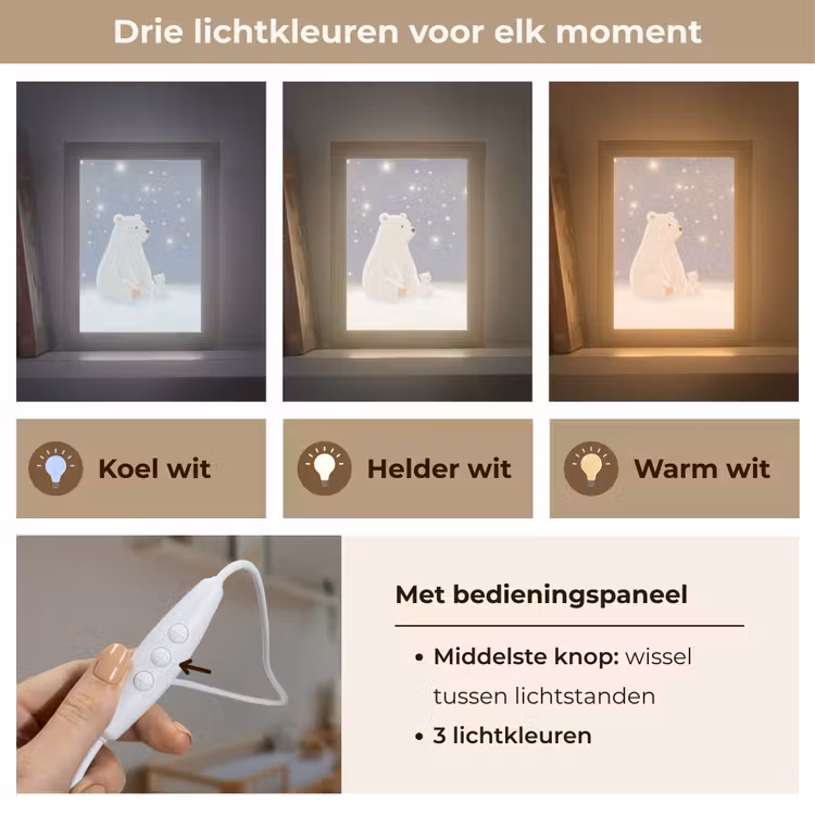 Nachtlampje - Ijsbeer - Sneeuw - Sterren - Blauw — 5