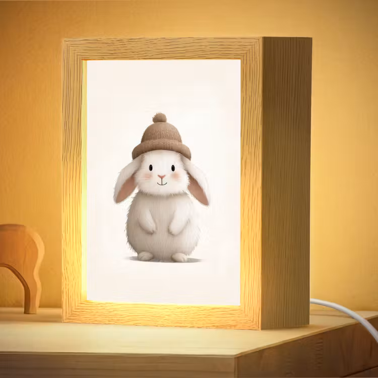 Nachtlampje - Konijn - Muts - Oren - Beige — 4