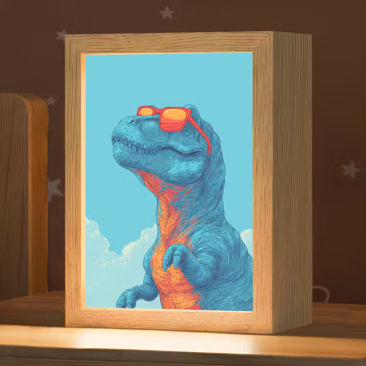 Nachtlampje - T-Rex - Blauw - Wolken - Zonnebril — 1