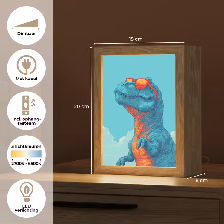Nachtlampje - T-Rex - Blauw - Wolken - Zonnebril — 2