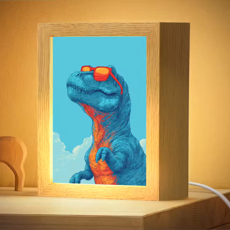 Nachtlampje - T-Rex - Blauw - Wolken - Zonnebril — 4