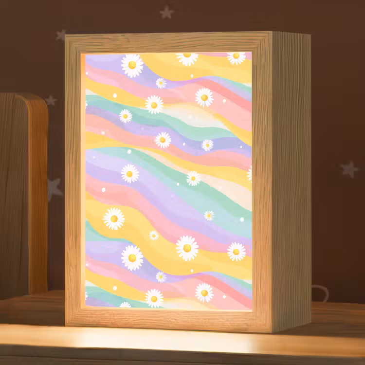 Nachtlampje - Madeliefjes - Kleurrijk - Pastel — 1