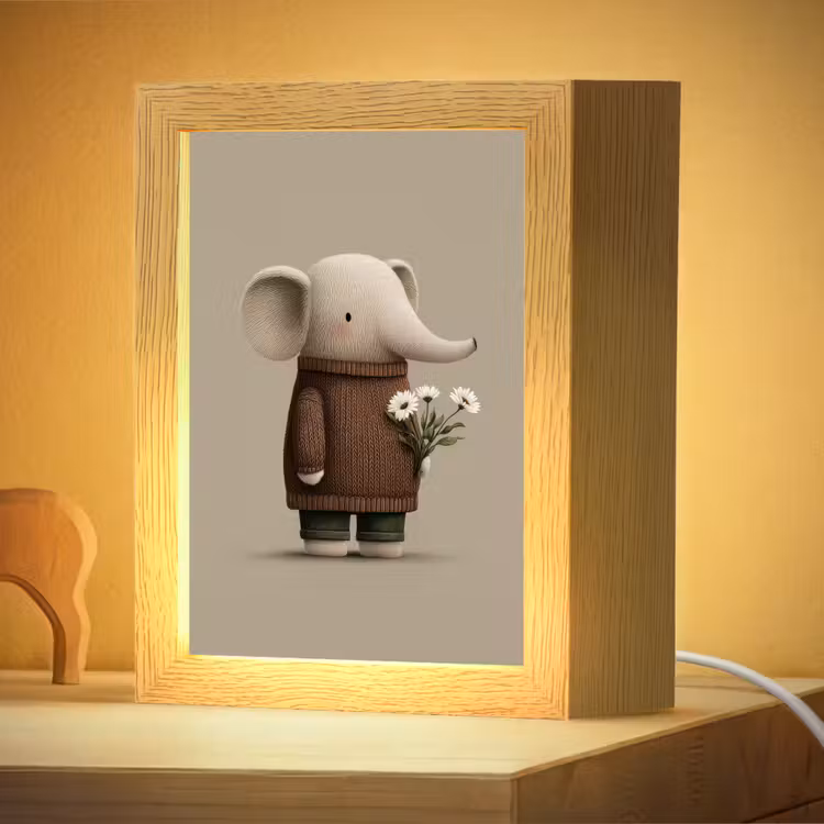 Nachtlampje - Olifant - Witte bloemen - Kindvriendelijk — 4