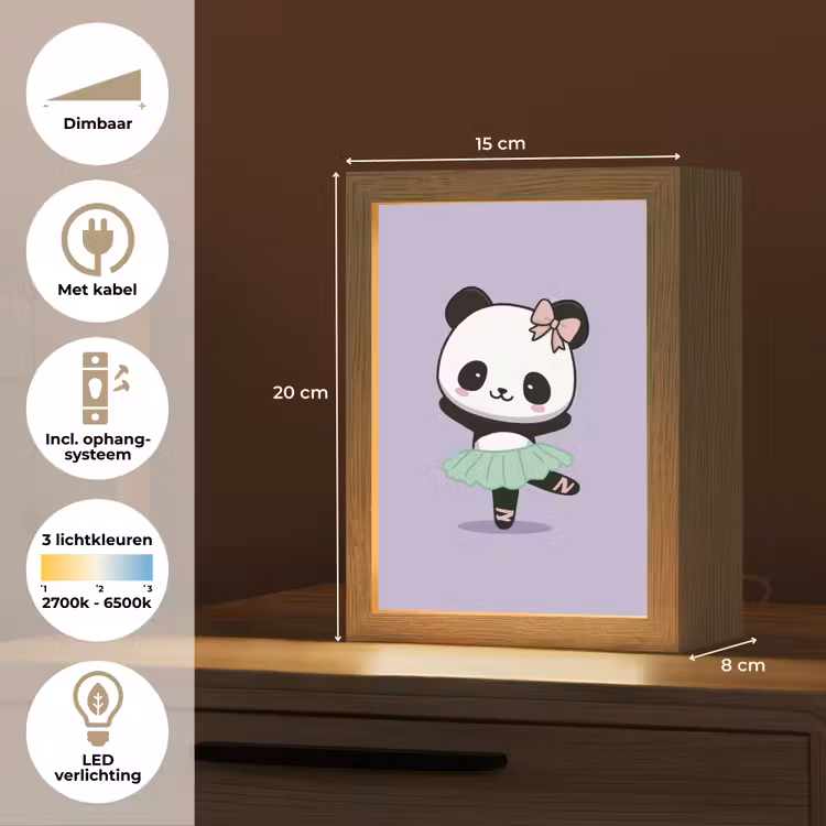 Nachtlampje - Panda - Paars - Sierlijk - Kawaii — 2