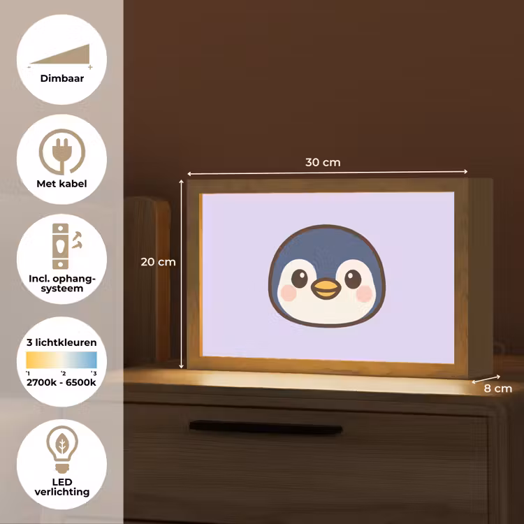 Nachtlampje - Pinguïn - Paars - Schattig — 4