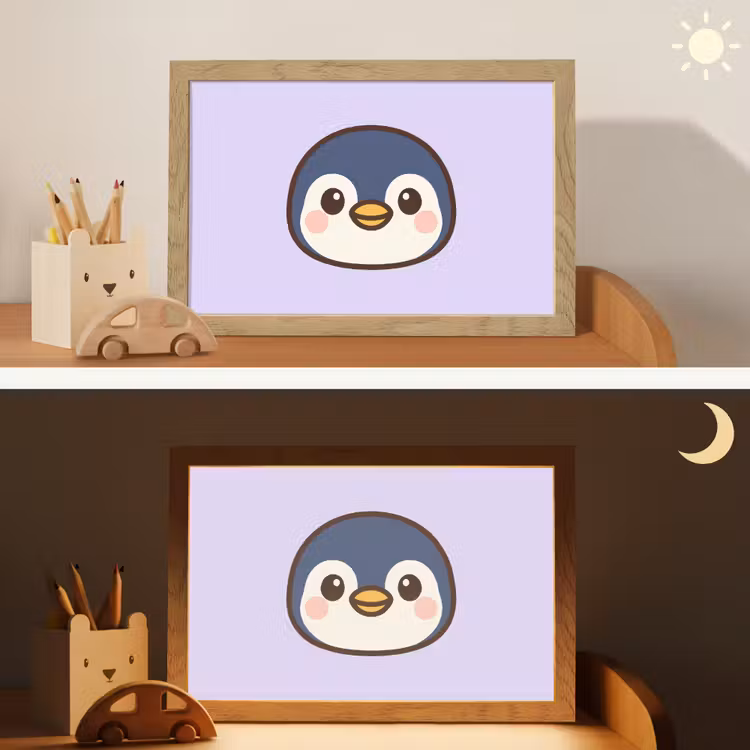 Nachtlampje - Pinguïn - Paars - Schattig — 8