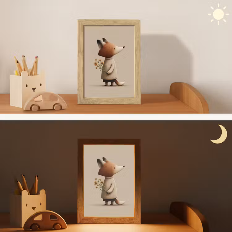 Nachtlampje - Vos - Gele bloemen - Minimalistisch — 7