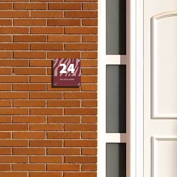Naambordje voordeur - Vierkant - Bordeaux zebra - Klassiek — 5