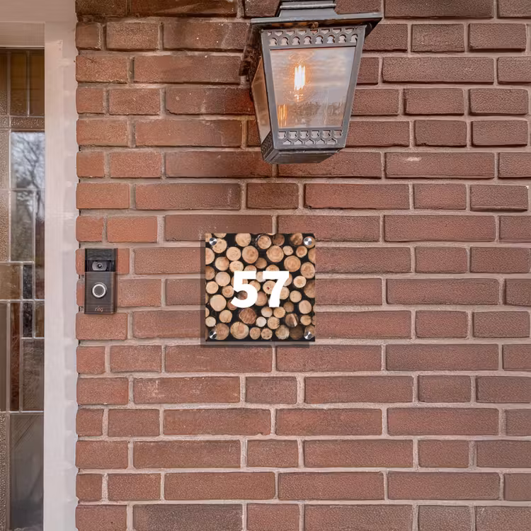 Naambordje voordeur - Vierkant - Houtstapel - Traditioneel — 3