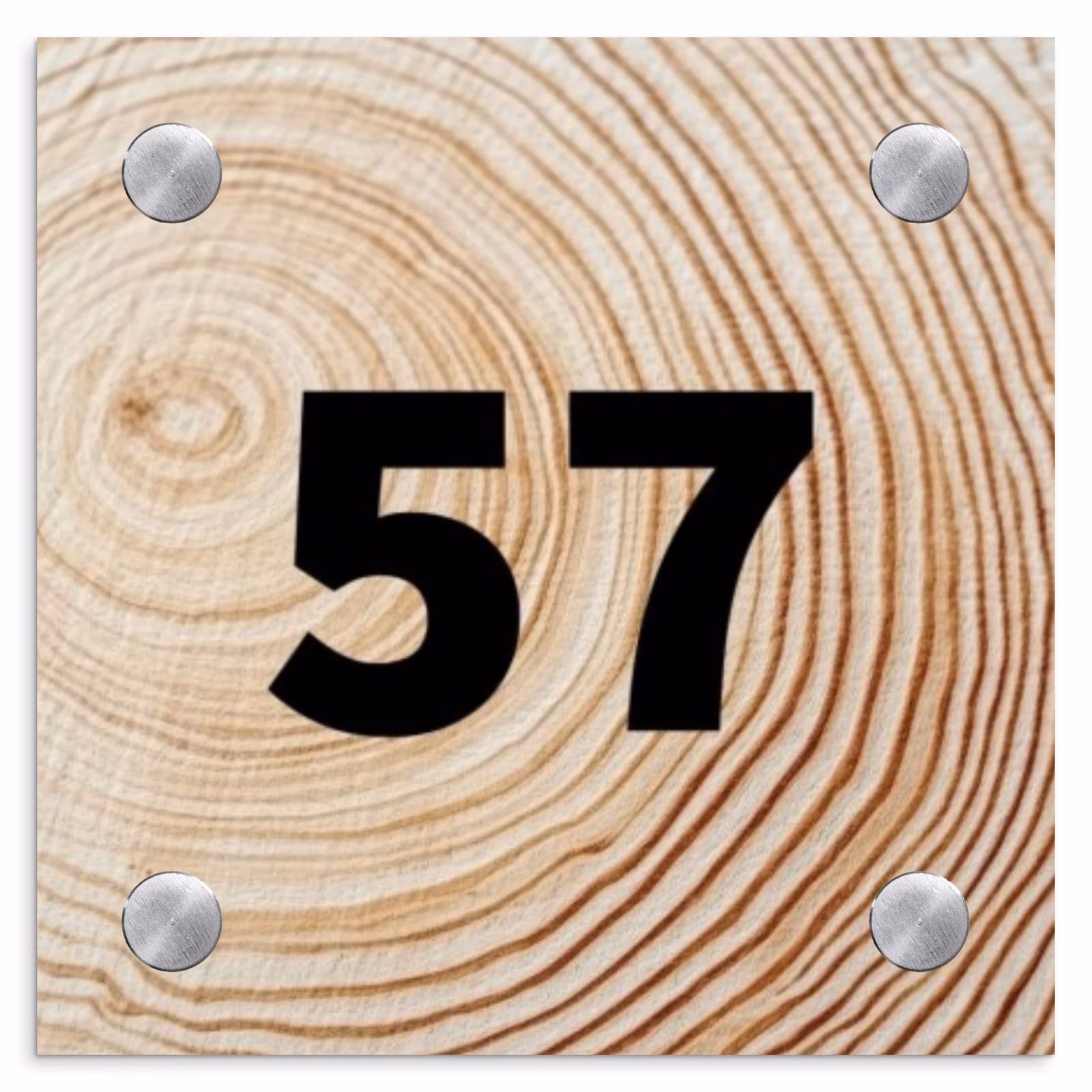 Naambordje voordeur - Vierkant - Houten nerf - Traditioneel — 1