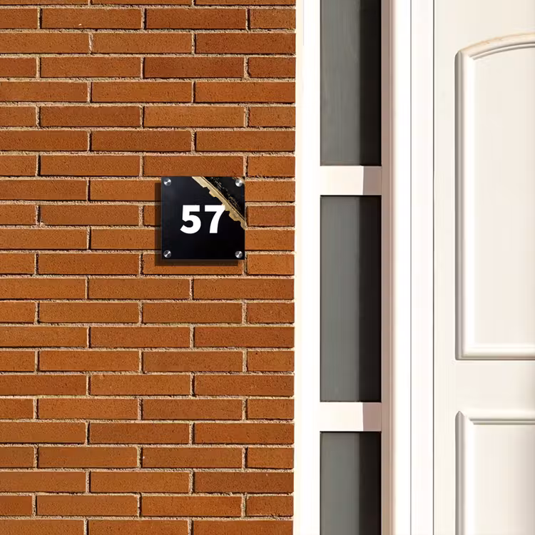 Naambordje voordeur - Vierkant - Gouden hoek - Traditioneel — 5