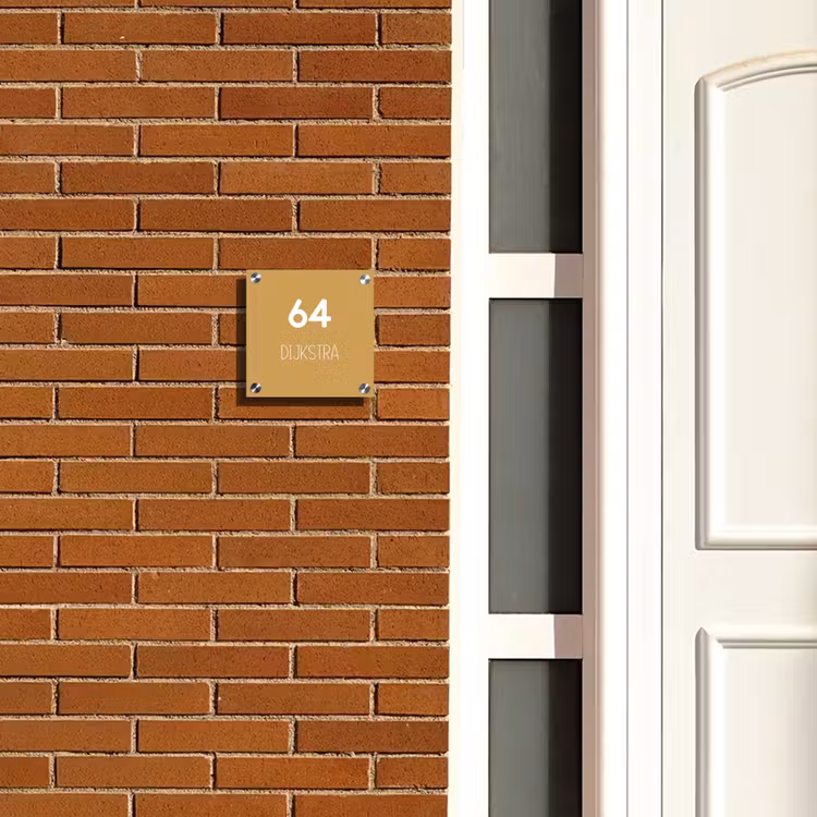 Naambordje voordeur - Vierkant - Mosterdgeel - Modern — 5