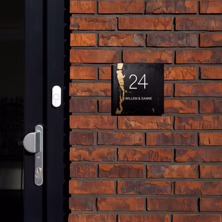 Naambordje voordeur - Vierkant - Zwart goud structuur - Klassiek — 2