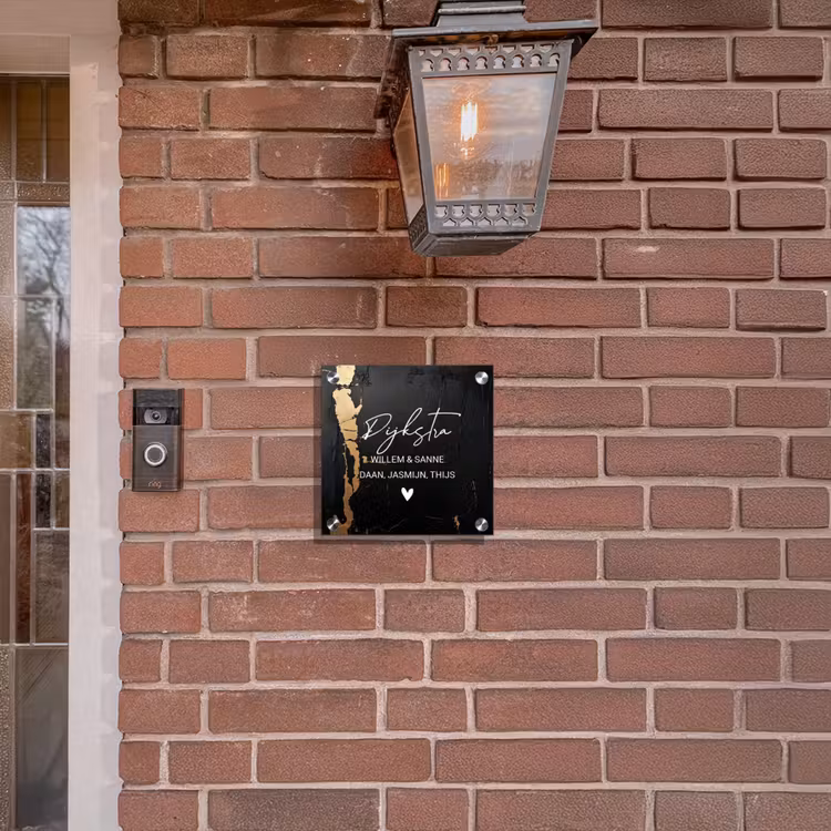 Naambordje voordeur - Vierkant - Zwart goud structuur - Sierlijk — 3