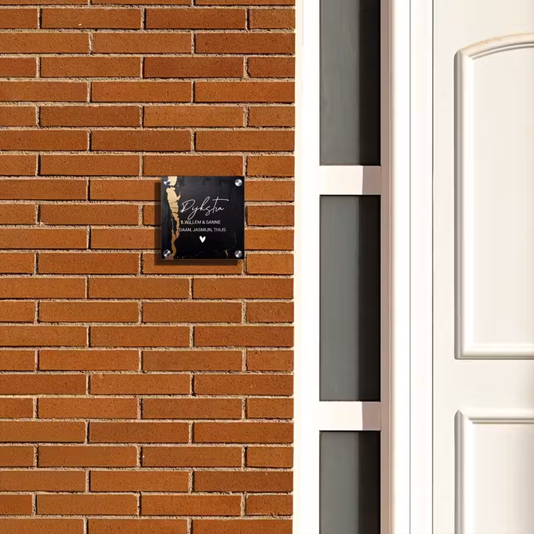 Naambordje voordeur - Vierkant - Zwart goud structuur - Sierlijk — 5