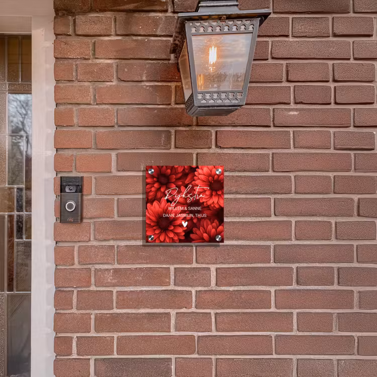 Naambordje voordeur - Vierkant - Rode bloemen - Sierlijk — 3