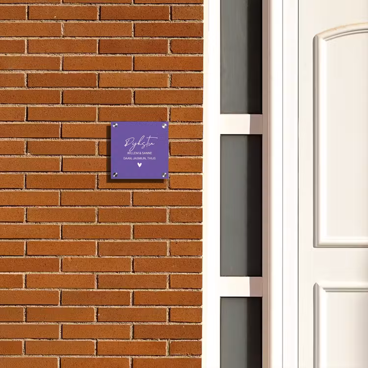 Naambordje voordeur - Vierkant - Donkerpaars - Sierlijk — 5