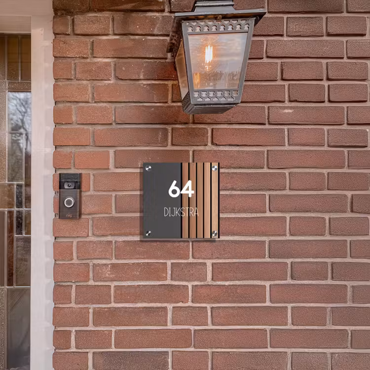Naambordje voordeur - Vierkant - Hout en antraciet - Modern — 3