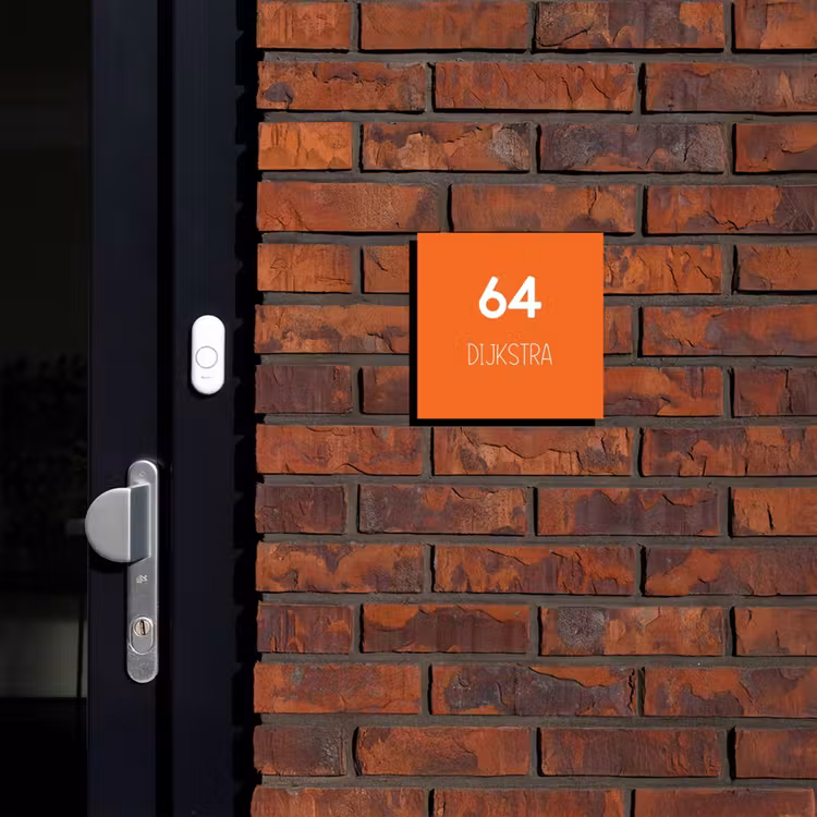 Naambordje voordeur - Vierkant - Oranje - Modern — 2