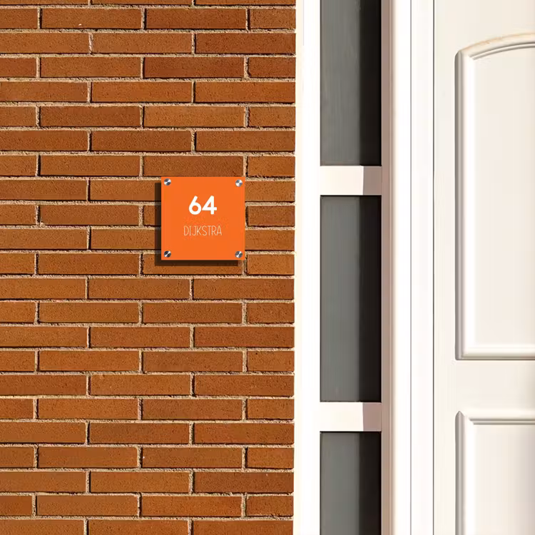 Naambordje voordeur - Vierkant - Oranje - Modern — 5