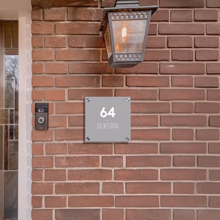 Naambordje voordeur - Vierkant - Effen lichtgrijs - Modern — 3